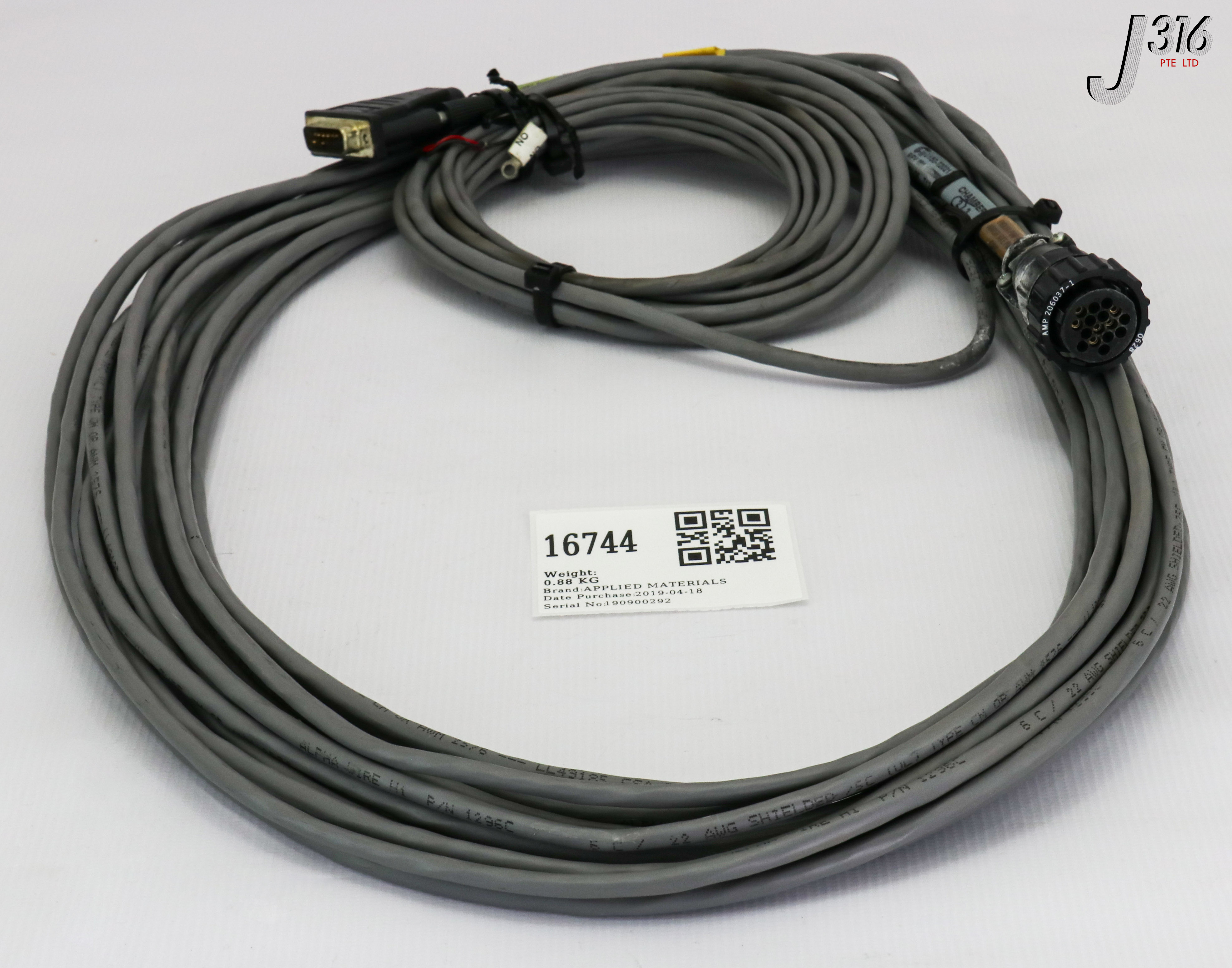 16744 APPLIED MATERIALS CABLE ASSY, PUMP, EDWARDS HARSH SVCE, 50